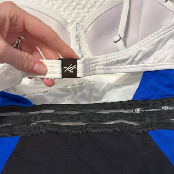 Kenneth Cole one piece swimsuit in blue, black, and white - Picture 3 of 8